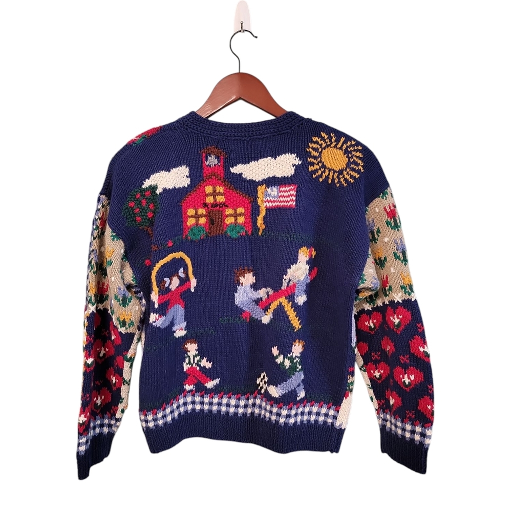 Vintage Northern Isles Hand Knit Freedom USA Prairie Land Sweater Cardigan Small - Picture 16 of 16